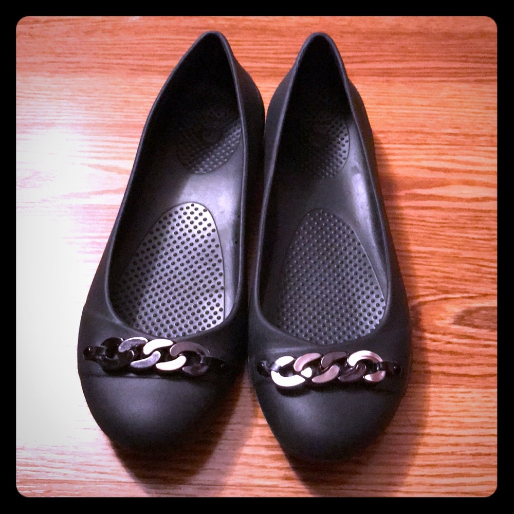 Black Crocs Flats